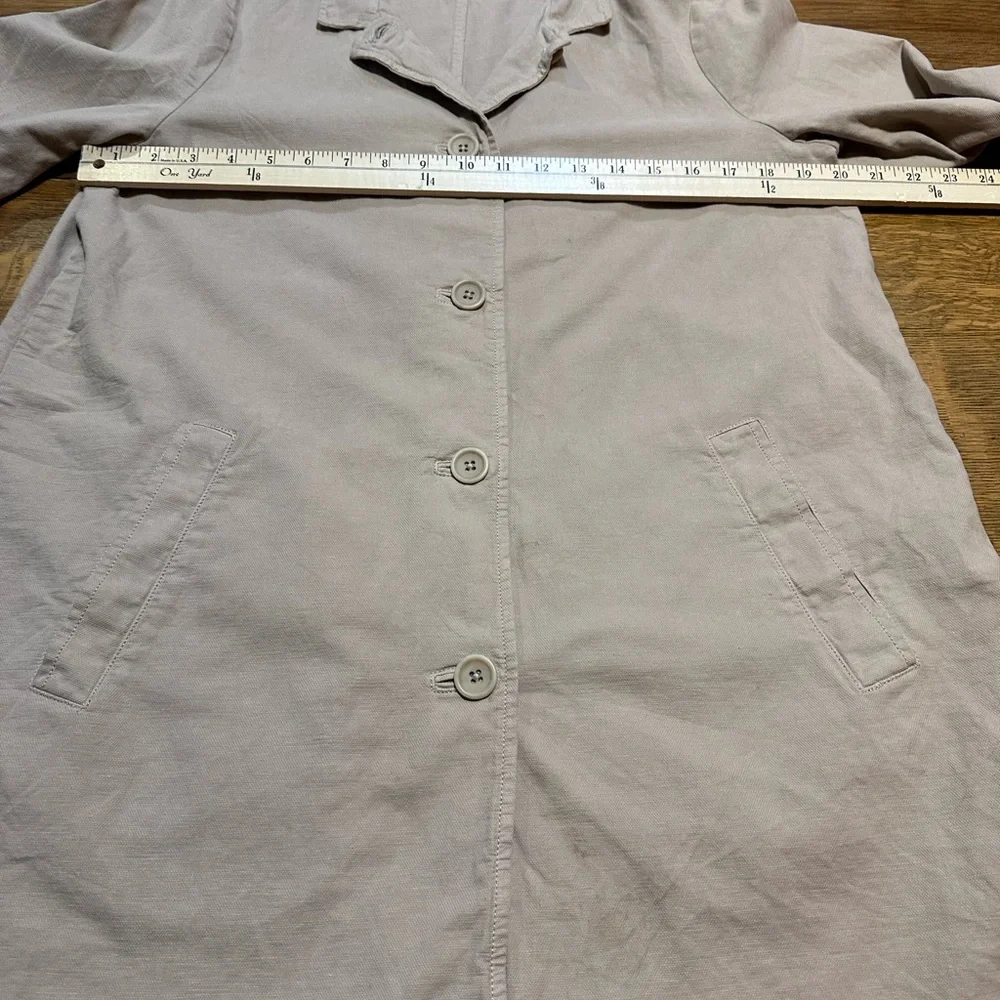 Eileen Fisher sz med‎ beige canvas button  basic jacket ladies organic cotton